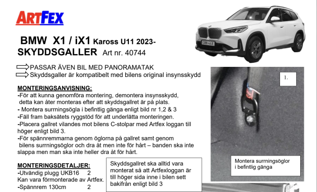 Artfex hundbur BMW X1 iX1 Artfex hundbur BMW X1 iX1