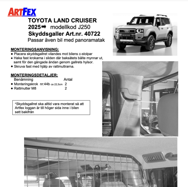 Artfex skyddsgaller 40722 Artfex skyddsgaller 40722 Toyota Land Cruiser